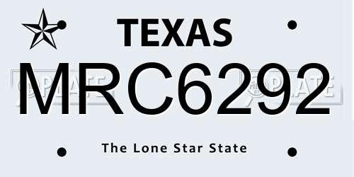 MRC6292 Texas License Plate