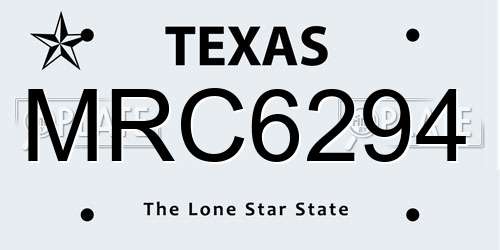 MRC6294 Texas License Plate