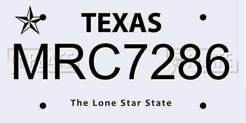 MRC7286 Texas License Plate