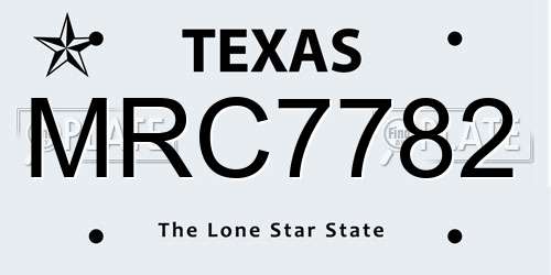 MRC7782 Texas License Plate