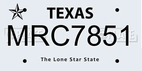 MRC7851 Texas License Plate