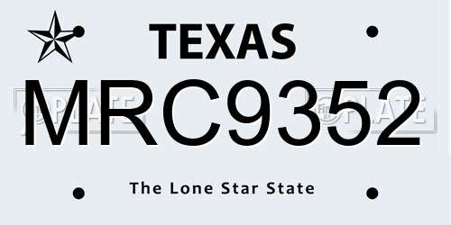 MRC9352 Texas License Plate