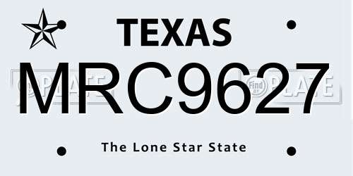 MRC9627 Texas License Plate