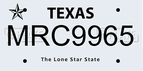 MRC9965 Texas License Plate