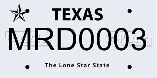 MRD0003 Texas License Plate