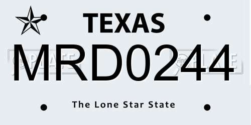 MRD0244 Texas License Plate