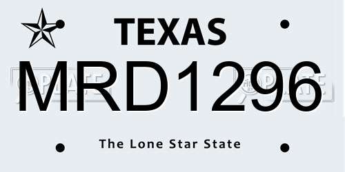 MRD1296 Texas License Plate