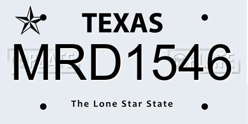 MRD1546 Texas License Plate