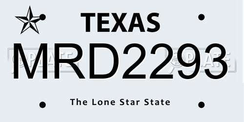 MRD2293 Texas License Plate