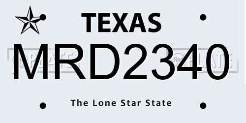 MRD2340 Texas License Plate