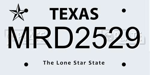 MRD2529 Texas License Plate
