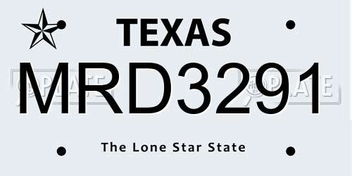 MRD3291 Texas License Plate
