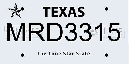 MRD3315 Texas License Plate