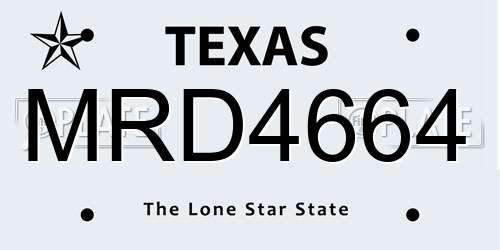 MRD4664 Texas License Plate