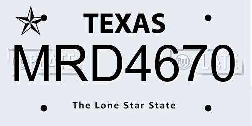MRD4670 Texas License Plate