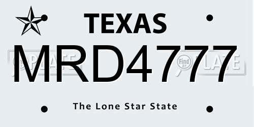 MRD4777 Texas License Plate