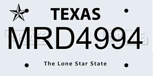 MRD4994 Texas License Plate