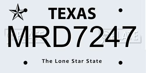 MRD7247 Texas License Plate