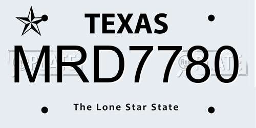 MRD7780 Texas License Plate