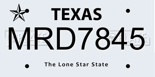 MRD7845 Texas License Plate