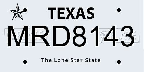 MRD8143 Texas License Plate