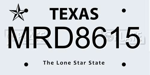MRD8615 Texas License Plate