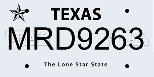 MRD9263 Texas License Plate