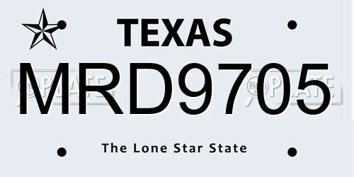 MRD9705 Texas License Plate