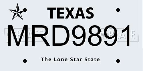 MRD9891 Texas License Plate