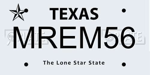 MREM56 Texas License Plate