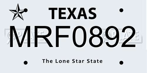 MRF0892 Texas License Plate