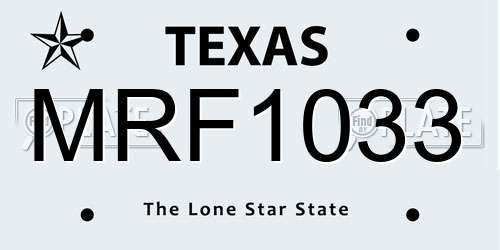 MRF1033 Texas License Plate