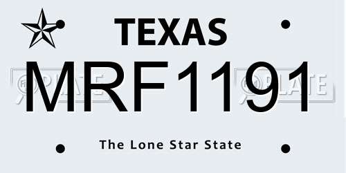 MRF1191 Texas License Plate