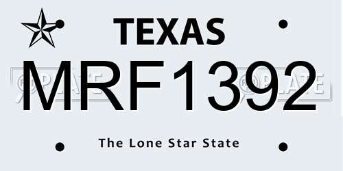 MRF1392 Texas License Plate