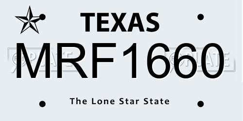 MRF1660 Texas License Plate