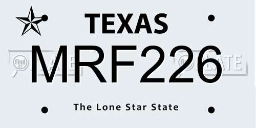 MRF226 Texas License Plate