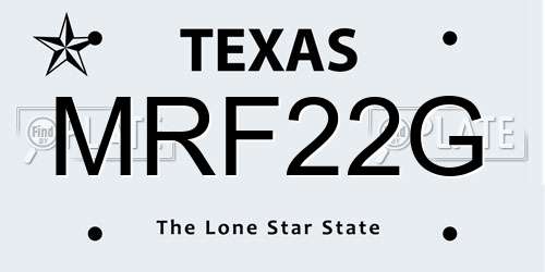 MRF22G Texas License Plate