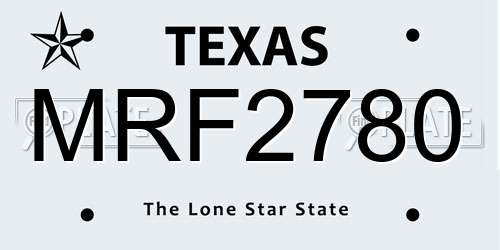 MRF2780 Texas License Plate