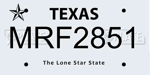 MRF2851 Texas License Plate