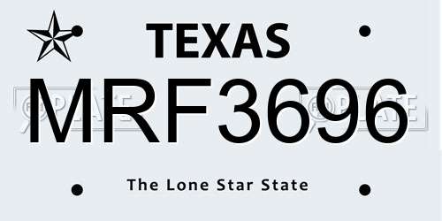 MRF3696 Texas License Plate