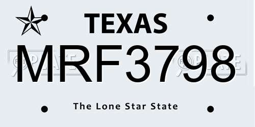 MRF3798 Texas License Plate