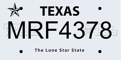MRF4378 Texas License Plate