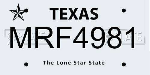 MRF4981 Texas License Plate