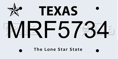 MRF5734 Texas License Plate