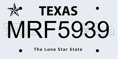 MRF5939 Texas License Plate