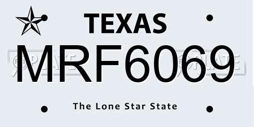 MRF6069 Texas License Plate