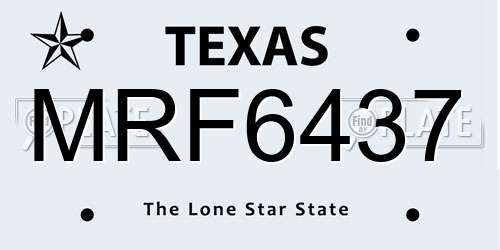 MRF6437 Texas License Plate