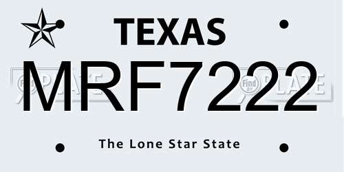 MRF7222 Texas License Plate