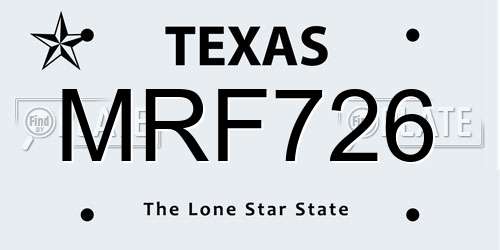 MRF726 Texas License Plate