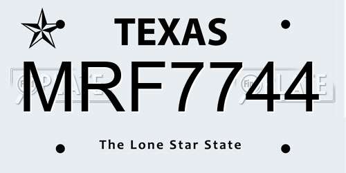 MRF7744 Texas License Plate